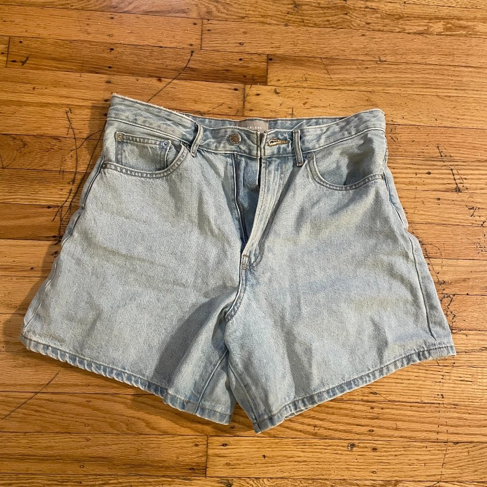 Everlane light wash A-line denim shorts 28